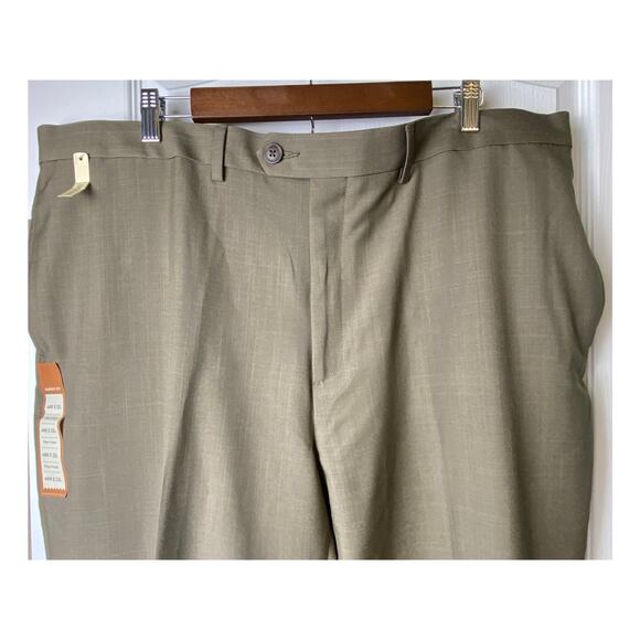 Haggar Men's Khaki Repreve Stria Flat Front No Cuff Dress Pants Size 44X32 - Picture 3 of 8